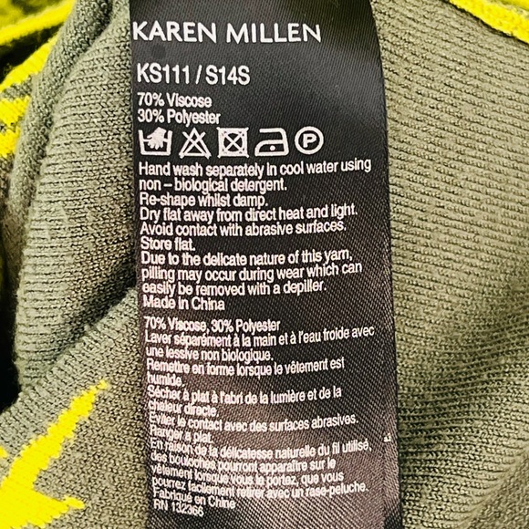 Karen Millen, Size: 2, Knit Dress, Intricate Print, Mesh, Green/Yellow - Picture 6 of 12